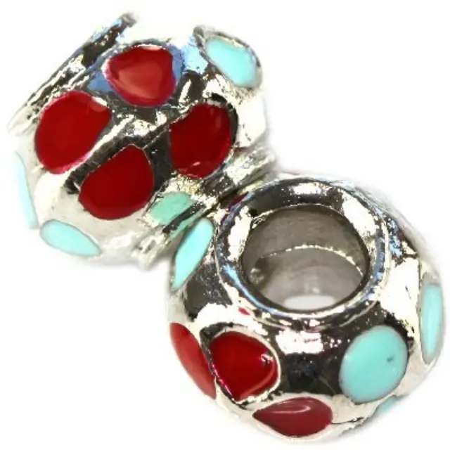 Μεταλλική Χάντρα Modular Ruby-Pistachio Flower Vases 9x13mm - 5τεμ