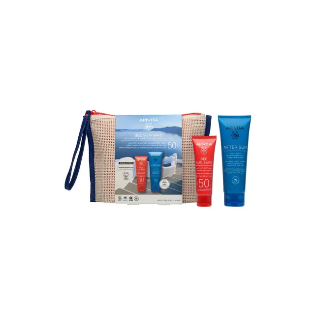 Apivita Promo Bee Sun Safe Anti-Spot & Anti-Age Sun Protection Κρέμα Προσώπου Κατά των Πανάδων & των Ρυτίδων SPF50, 50ml & Δώρο After Sun Δροσιστική & Καταπραϋντική Κρέμα-Gel για Πρόσωπο & Σώμα, 100ml, & Δώρο Νεσεσέρ, 1σετ