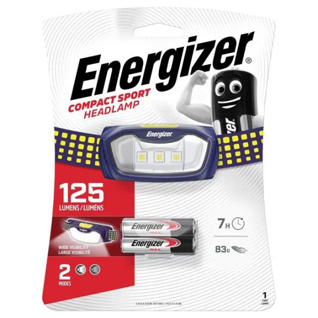 Φακός κεφαλής Energizer Sport Headlight 2AAA με φωτεινότητα 125 lumens.