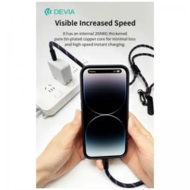 Καλώδιο Σύνδεσης USB 2.0 Devia EC429 Woven Adjustable Lanyard USB C σε Lightning PD 27W 1.6m Cable Pro5 Μαύρο N68620 3