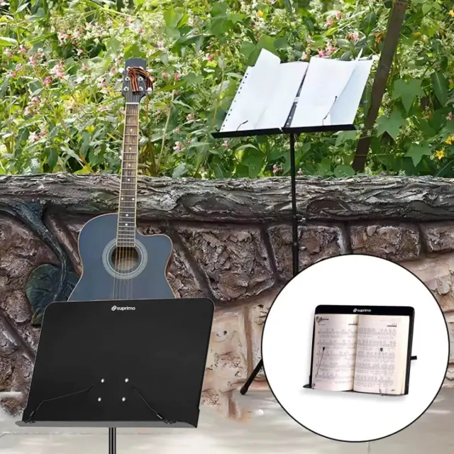 SUPRIMO D3 music stand sheet music holder adjustable foldable black 82-146 cm up to 10 kg 3
