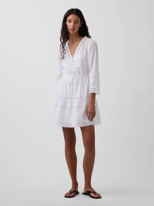 Γυναικείο Φόρεμα Μini με Δαντέλα Fresh white - XS