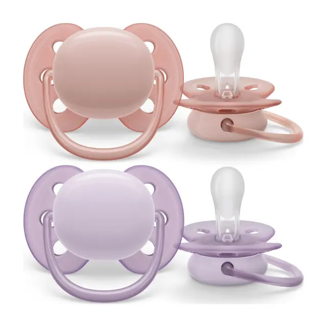Philips Avent Ultra Soft Πιπίλα Σιλικόνης 0-6 μηνών Ροζ-Μωβ, 2τμχ
