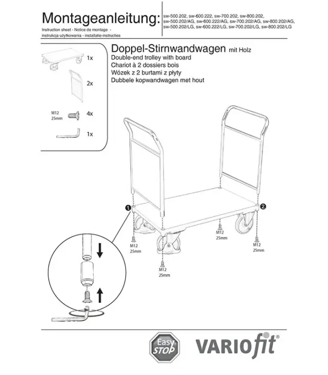 Variofit sw-500.202 Τρόλεϊ Μεταφοράς 2 Πλευρών για Φορτίο Βάρους ως 400kg 2