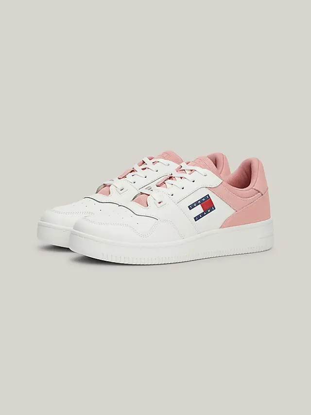 Tommy Hilfiger - Γυναικεία Sneakers Retro Basket Mix EN0EN02653-TH0 Λευκά/Ροζ 2