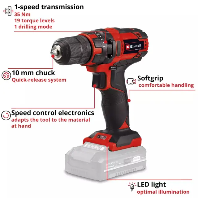 Einhell 4513927 - Δραπανοκατσάβιδο Μπαταρίας TC-CD 18/35 Li (Χωρίς Μπαταρία + Φορτιστή) 3