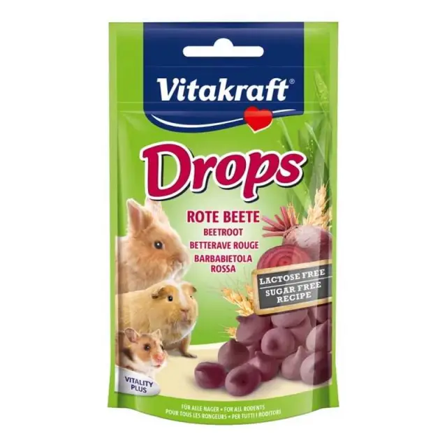 Vitakraft Drops Λιχουδιές Τρωκτικών με Παντζάρι 75gr Μονόχρωμο