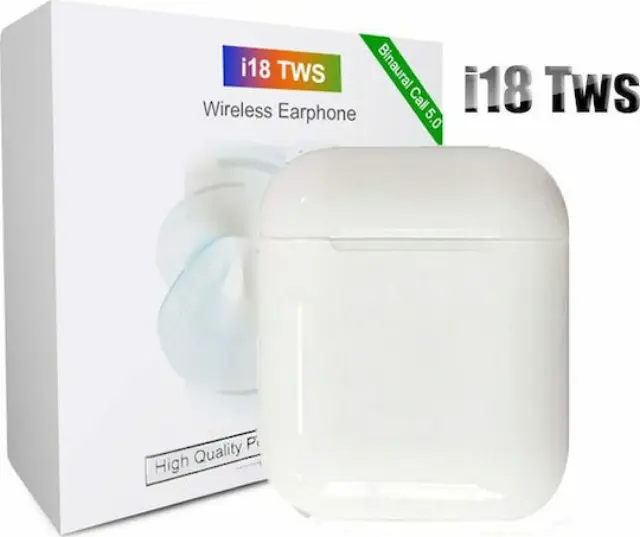 i18 Earbud Bluetooth Handsfree Ακουστικά με Θήκη Φόρτισης Λευκά 3