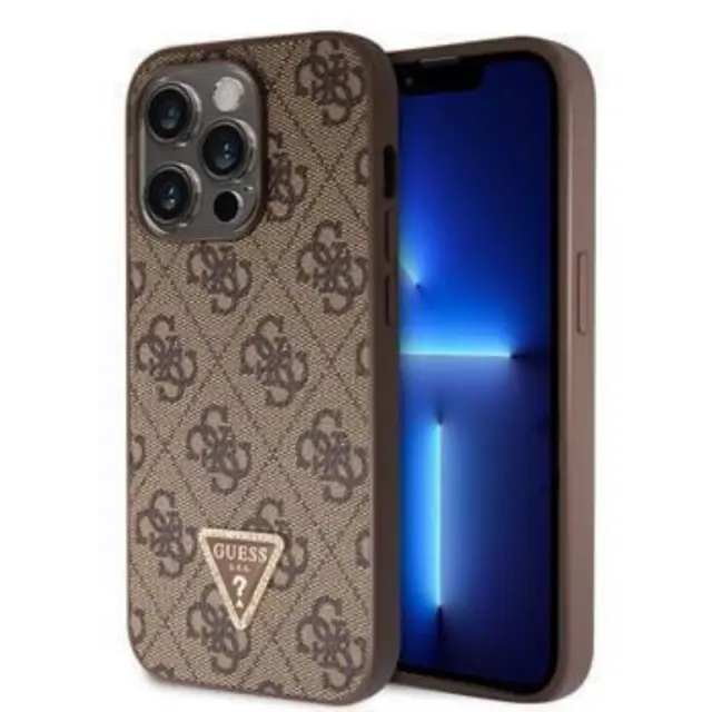 Guess Strass Triangle Metal Logo Back Cover Πλαστικό Καφέ (iPhone 15 Pro Max)