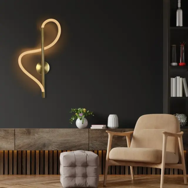 LED Μοντέρνο Φωτιστικό Τοίχου GLOW 24Watt CCT σε Χρυσό Πλατίνα και Λευκό Νήμα KLV-101-0168