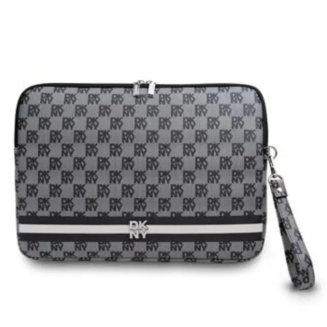 DKNY PU Leather Checkered Pattern and Stripe Computer Sleeve 13/14" Black