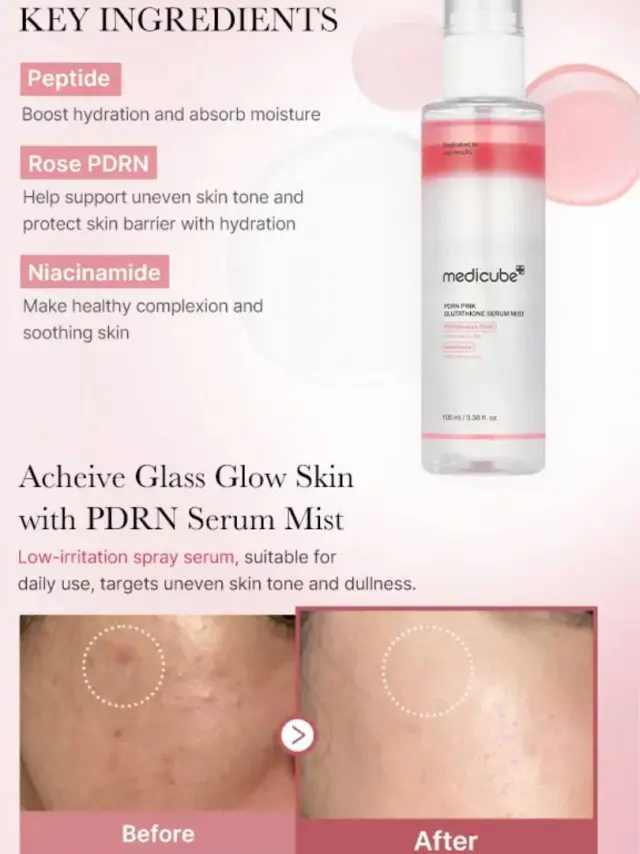 Medicube PDRN Pink Glutathione Serum Mist- Αντιγηραντικό & Ενυδατικό Serum Προσώπου για Αναζωογόνηση με DNA σολομού 100ml 3