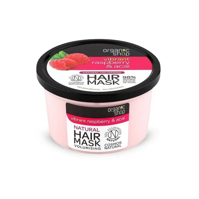 Natura Siberica Organic Shop Μάσκα Μαλλιών με Βιολογικό Σμέουρο & Acai 250ml