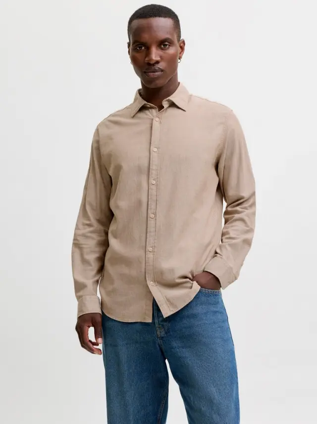 JJEFIELD MELANGE SHIRT LS SN - Oatmeal 2