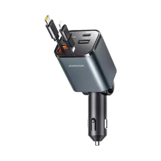 Joyroom JR-CCL05 Φορτιστής Αυτοκινήτου 65W με Θύρες: 1xUSB 1xType-C μαζί με Καλώδιο Lightning / Type-C Γκρι Χρώμα