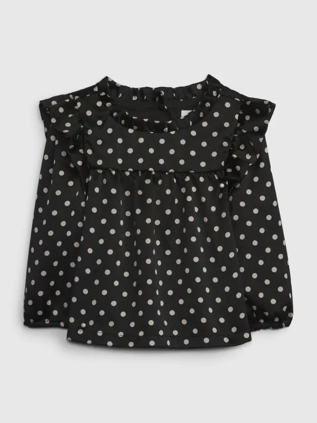 Μαύρη Βρεφική Ruffle Dot Μπλούζα black dots - 12-18M