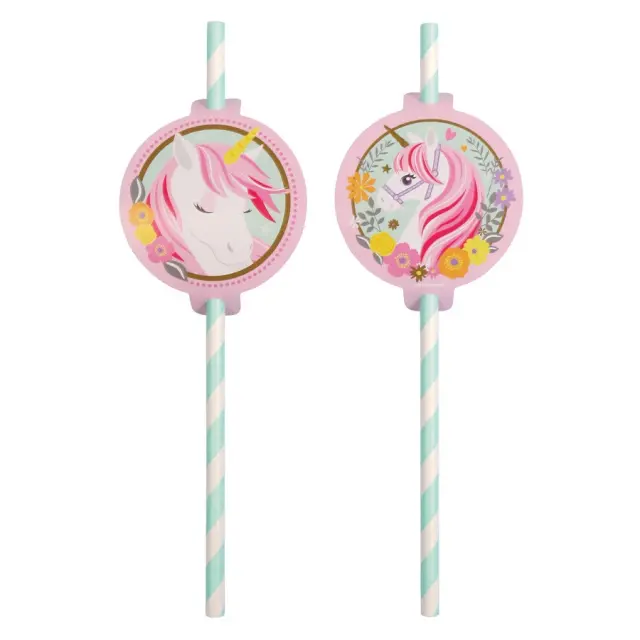 Καλαμάκια Χάρτινα Magical Unicorn 19.7εκ / 8 τεμ