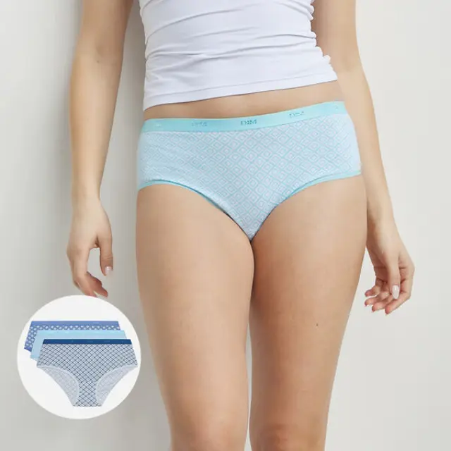 Dim Les Pockets Μποξεράκια Βαμβακερά Geo Bleu 3-Pack - S