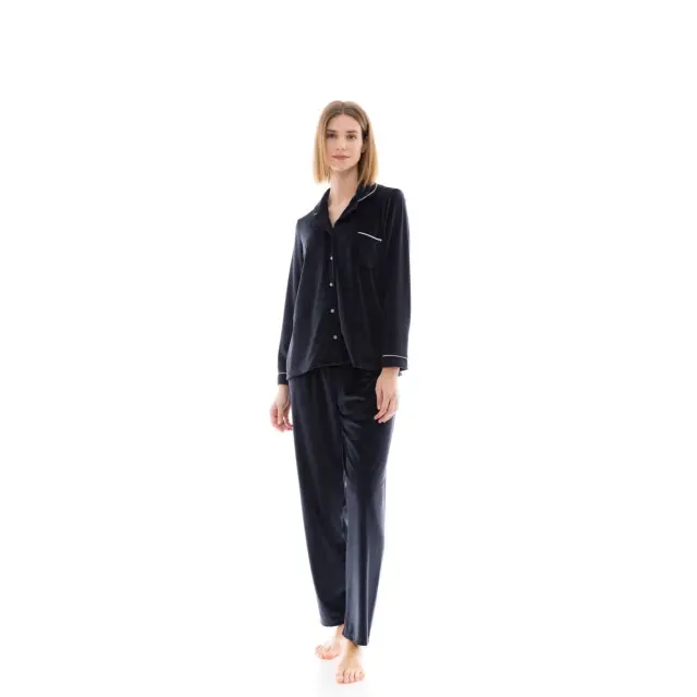 Πιτζάμα Homewear BUTTONED SOFT VELVET W1434 Pink Label 2