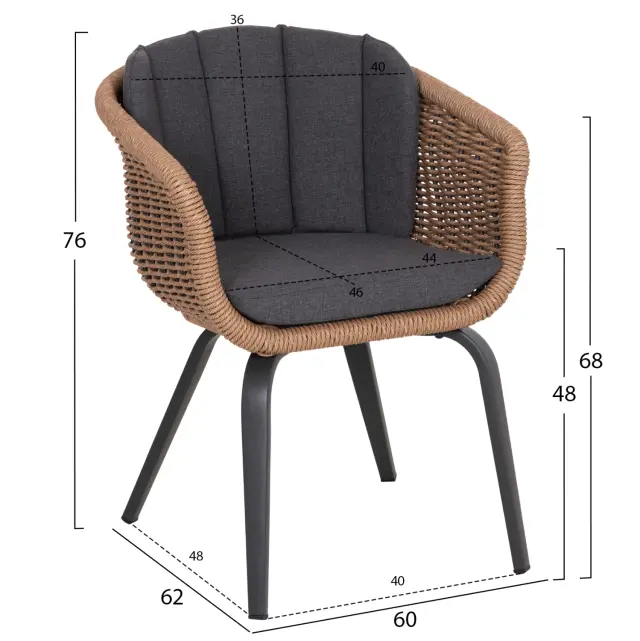 ΠΟΛΥΘΡΟΝΑ FB96559.01 ΑΛΟΥΜΙΝΙΟ & OLEFIN ΓΚΡΙ-TWIST WICKER 60x62x76Yεκ 2