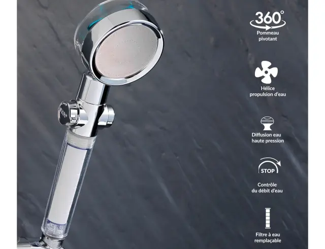 Τηλέφωνο Μπάνιου Hydro Douceur d'Intérieur με περιστροφή 360° και φίλτρο νερού 1802054