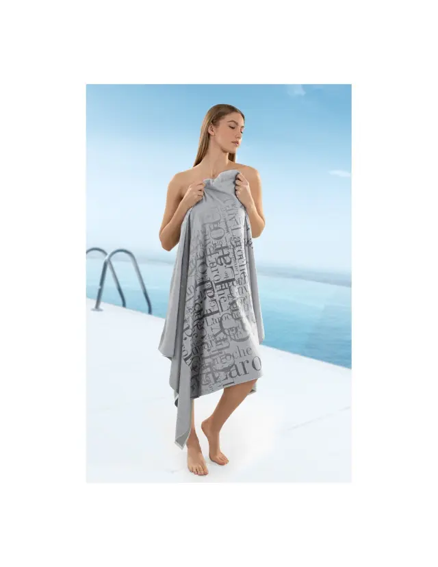Πετσέτα Θαλάσσης Βελουτέ Guy Laroche Velour Printed 2103 Silver 100x175