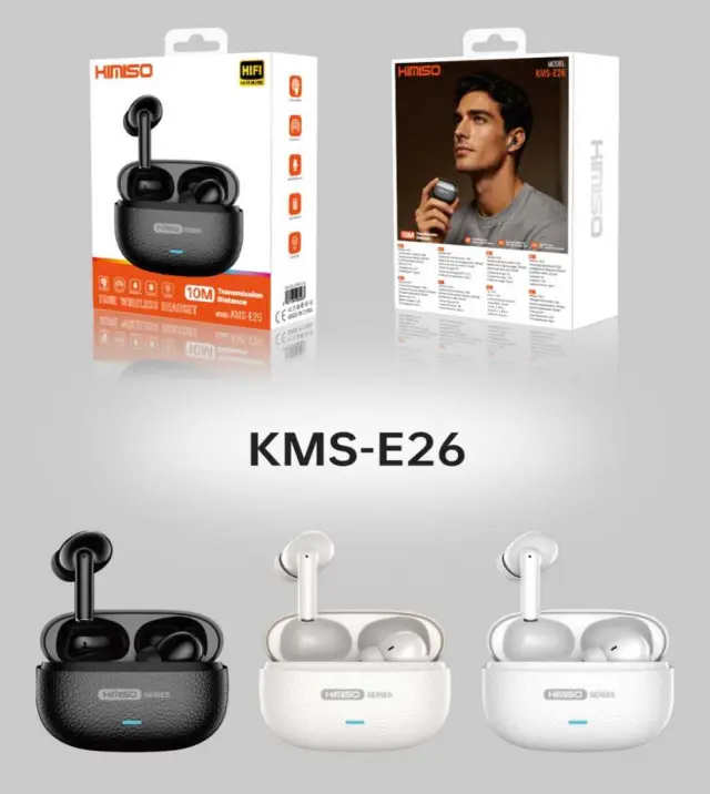 Ασύρματα ακουστικά Bluetooth με θήκη φόρτισης - KMS-E26 - 260267 - Black 2
