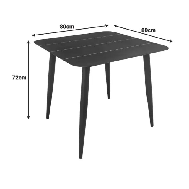 Τραπέζι Vista pakoworld αλουμίνιο σε μαύρη απόχρωση 80x80x72εκ 3