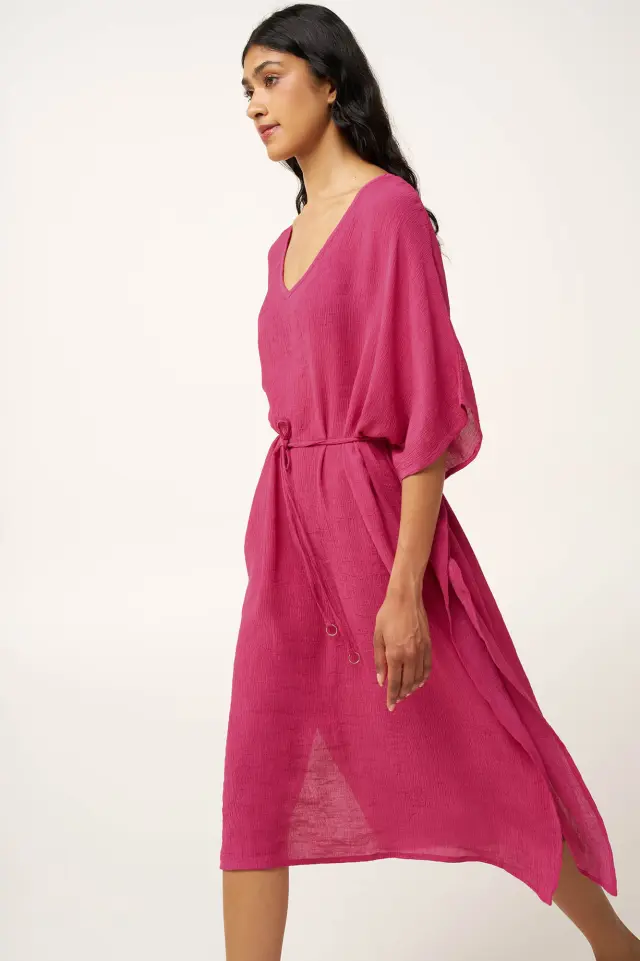 Αέρινο Καλοκαιρινό Φόρεμα από Γάζα Vamp 24403 FUCHSIA PEONY 2