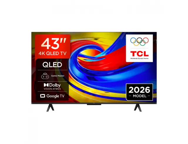 Smart Smart Google TV 43'' TCL 43P7L - Ανάλυση 4K Ultra HD (3840 x 2160), AI - Dolby Vision & Atmos - HDR10+, HDMI, USB, Ethernet, Wi-Fi, Bluetooth,- Black 43P7L