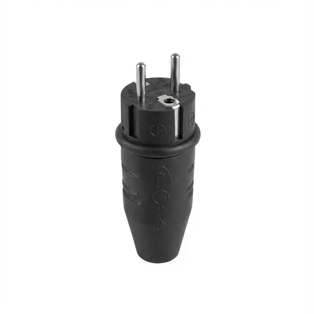 Original plug, SCHUKO & French/Belgian, rubber (TPE), black, IP44, Typ 1506
