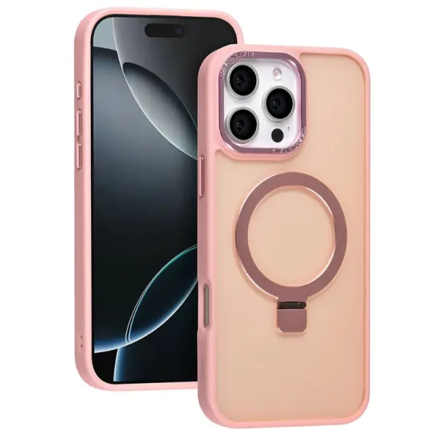 TUNIQ iPhone 16 Pro Max Back cover case - Magsafe - Ringstand - Pink