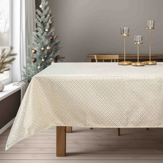 Beauty Home ΤΡΑΠΕΖΟΜΑΝΤΗΛΟ ΖΑΚΑΡ ΕΚΡΟΥ- ΧΡΥΣΟ 135 x 135 cm 2