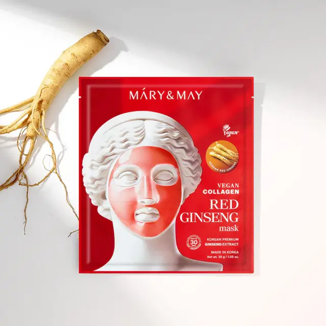 Mary & May Vegan Collagen Red Ginseng Sheet Mask Ενυδατική και Αναζωογονητική Μάσκα Προσώπου 30gr 3