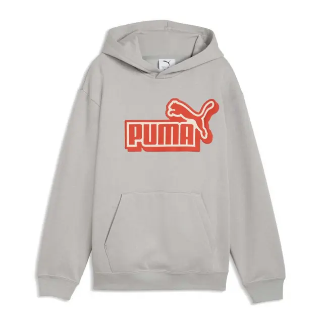 Puma Boy's Essentials Logo Lab Relaxed Fleece Hoodie Γκρι - Κόκκινο 694674-63 (Puma)