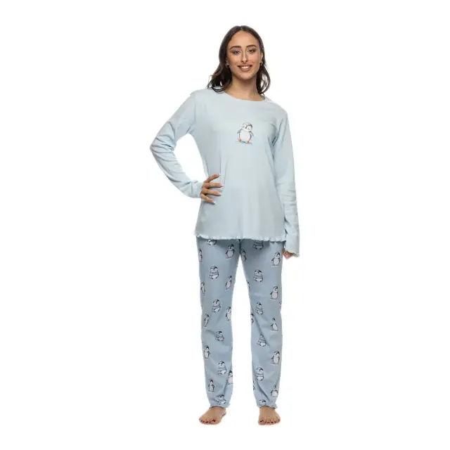 Galaxy Γυναικεία Πυτζάμα Penguins, Χρώμα Baby Blue 3