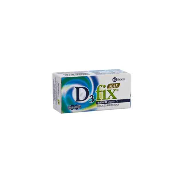 Uni-Pharma D3 Fix Max Βιταμίνη για Ενίσχυση του Ανοσοποιητικού & την Υγεία των Οστών 4000iu 60 ταμπλέτες