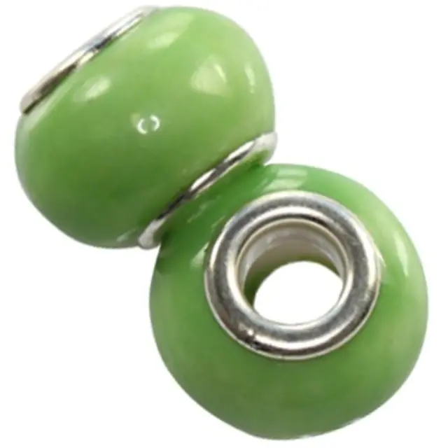 Χάντρα Modular Ceramic Green 10x13mm - 5τεμ