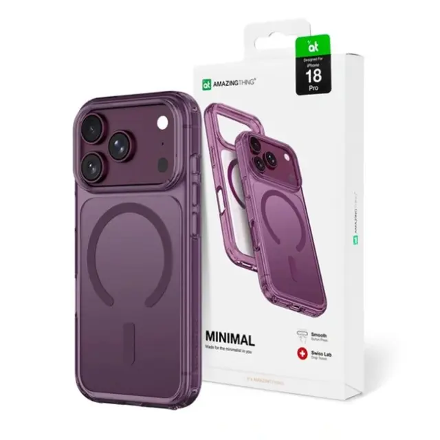 Amazingthing Θήκη Κινητού iPhone 18 Pro Minimal Mag Drop Proof Case 3 Lens MagSafe Purple