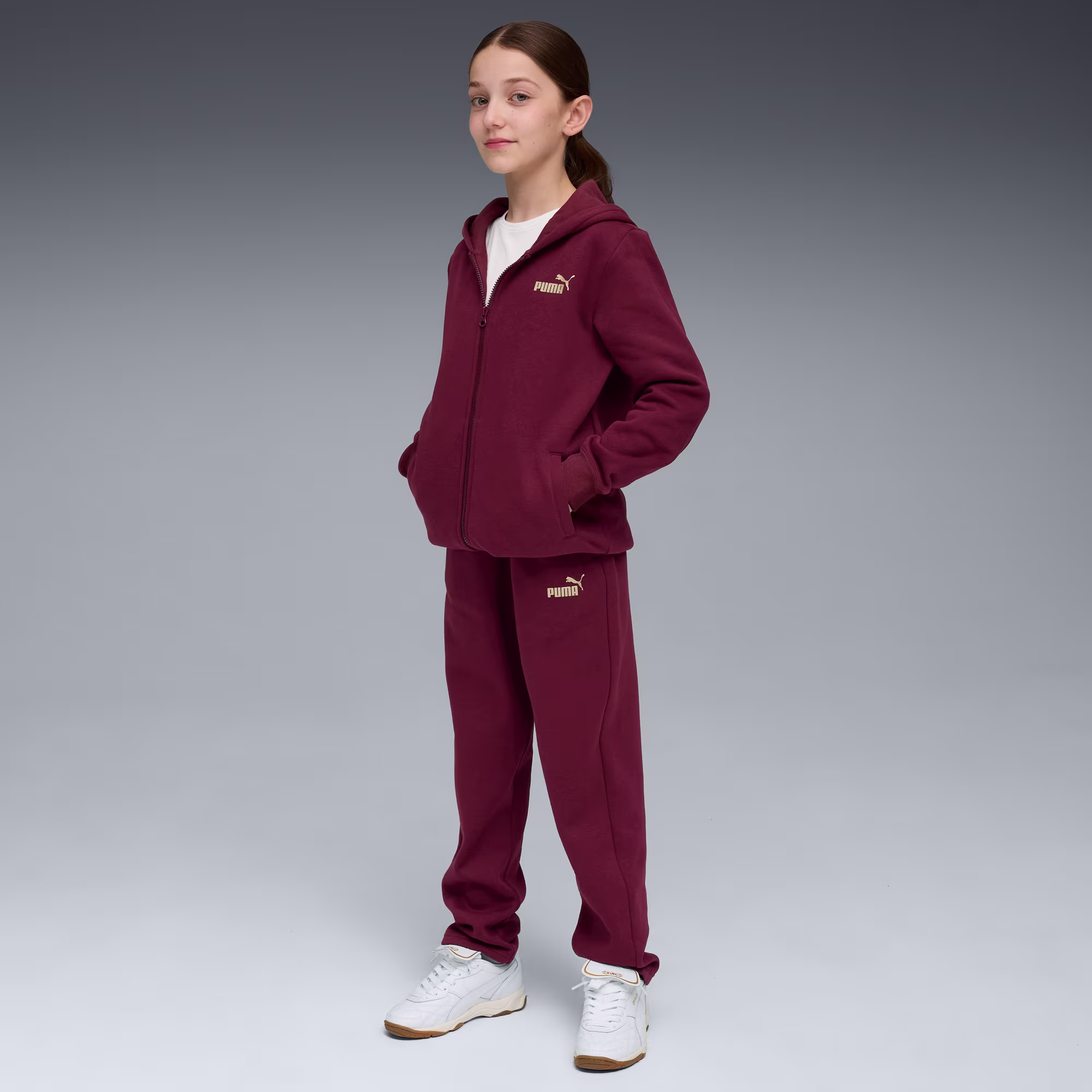 Puma Metallic Hooded ΠΑΙΔΙΚΟ ΣΕΤ ΦΟΡΜΑΣ (689729-96) - Μπορντό - 9-10 ετών 3