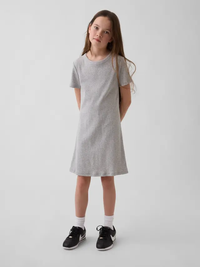 Παιδικό Gap Logo Rib Φόρεμα heather grey