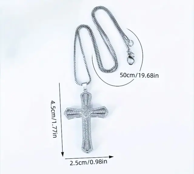 Ghetto CZ Full Diamond Plated Cross Pendant Necklace 3