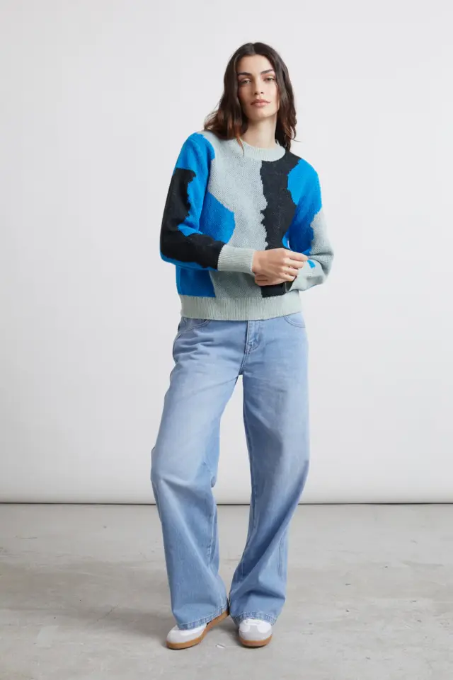 24COLOURS Gradient Sweater Γυναικείο Πουλόβερ Polyester/Wool Loose Fit - Multicolor 41164a - XS 3