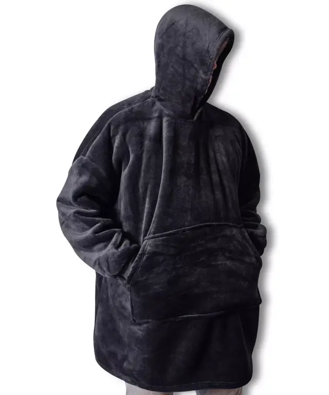 Κουβέρτα με sherpa και κουκούλα Hoody Black - Black