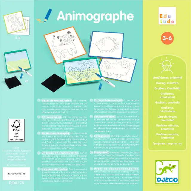 Djeco Animographe Εκπαιδευτικό Παιχνίδι Ζωγραφική - Άσκηση Προγραφής "Ζωάκια" (3+ ετών) 08278 3