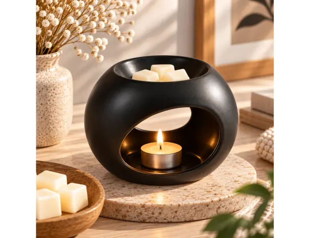 Αρωματιστής Homea για αιθέρια έλαια και wax melts με διαστάσεις 13x13x11cm - Black 6SEN051NR