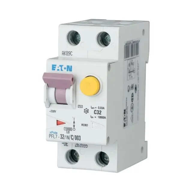 PFL7-32/1N/B/003-A RCD/MCB combination, 32 A, 30 mA, MCB trip characteristic: B, 1p+N, RCD trip characteristic: A