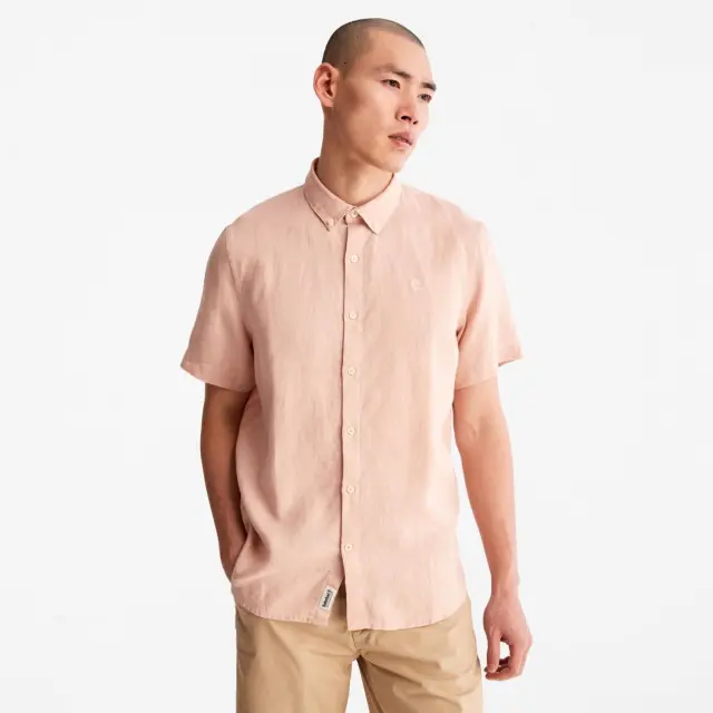 TIMBERLAND SS LINEN SHIRT ΠΟΥΚΑΜΙΣΟ ΑΝΔΡΙΚΟ - 662 CORAL 2