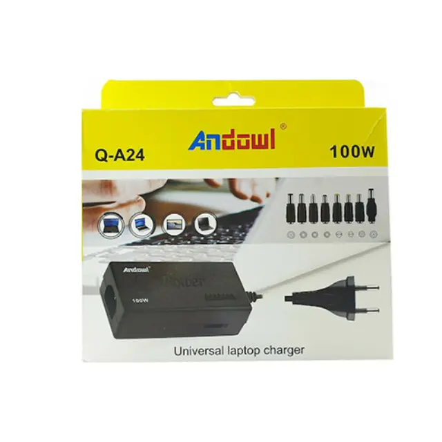 Andowl Q-A24 Universal Φορτιστής Laptop 100W 24V με Αποσπώμενο Καλώδιο Τροφοδοσίας και με σετ βυσμάτων 2