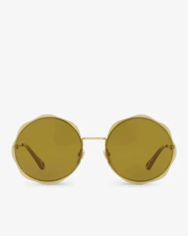 Chloé CH0202S 001 Γυναικεία Γυαλιά Ηλίου Στρογγυλά Χρυσά με Πράσινους Φακούς - 61 mm 3